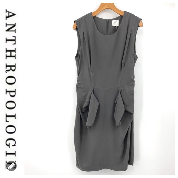 💕SALE💕 Anthropologie HD in Paris Gray Silk Dress - Picture 3 of 8